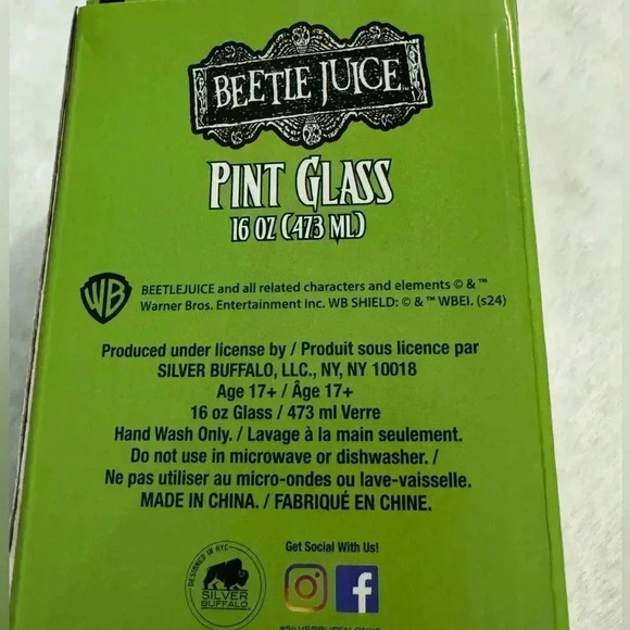 NEW Beetle Juice Pint Glass Cup Halloween Spooky Decor 16oz - Picture 5 of 11